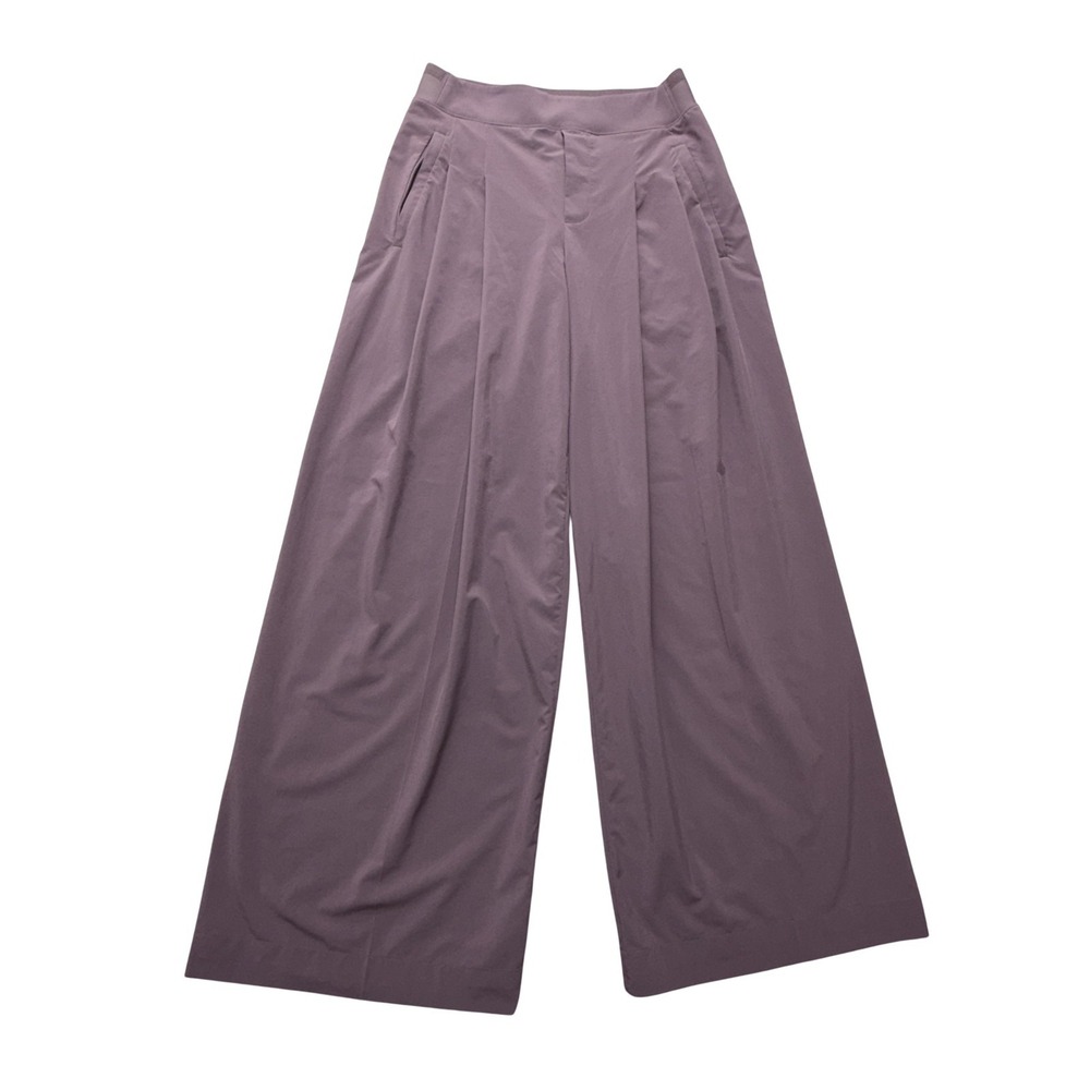 Athleta Wide Leg Pants Womens 2 Purple Pull On Elastic Waist Travel Stretch